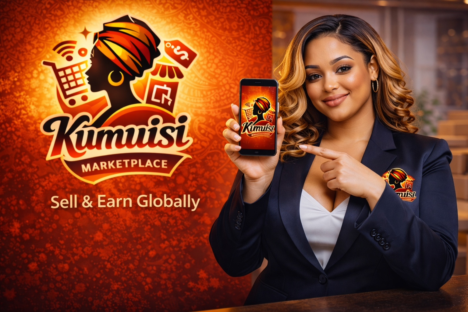 Ambassadrice Kumuisi présentant l’application vendeur